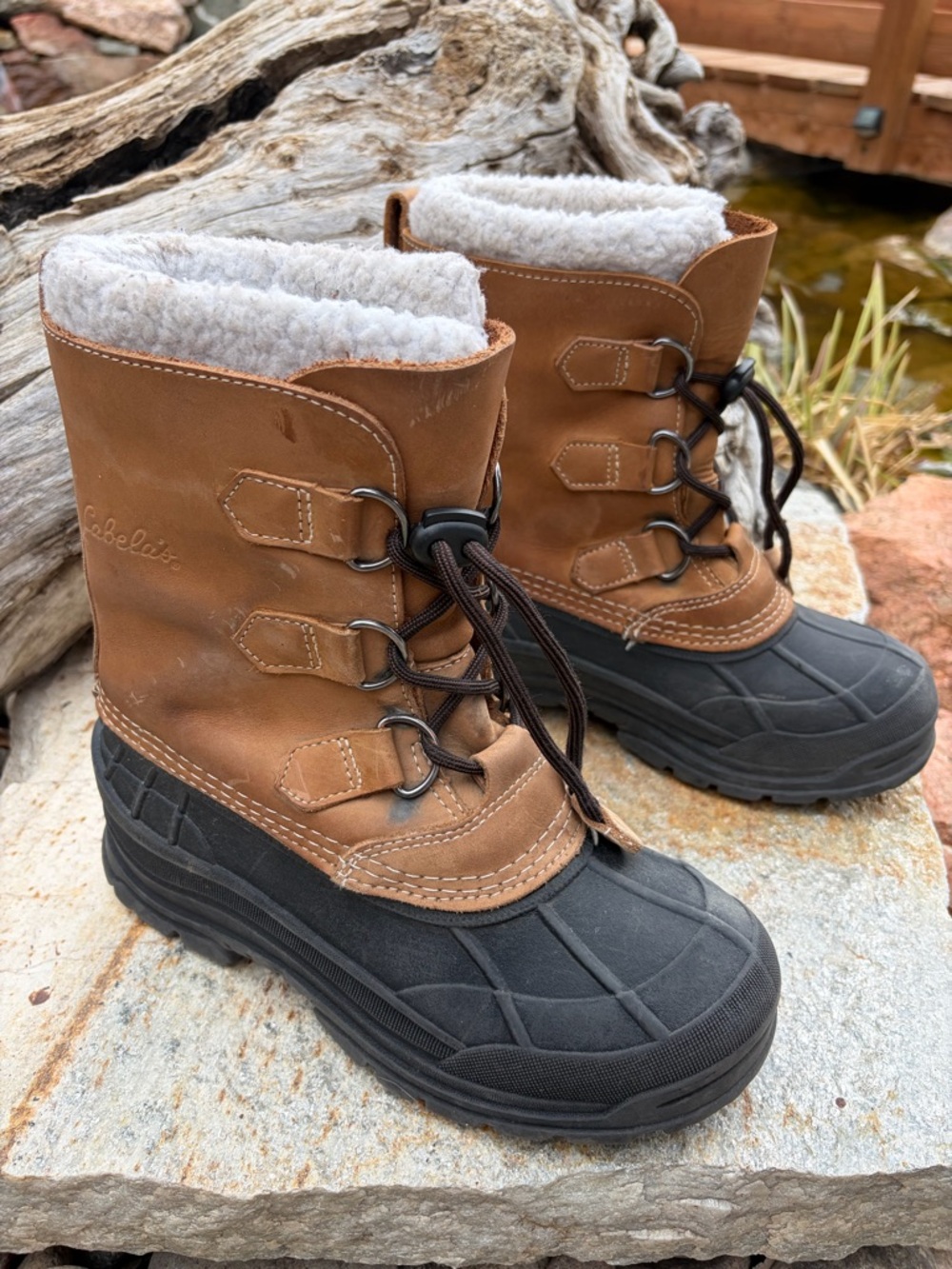 Cabela's Duck‎ Boots Womens 7-7.5 Brown Leather Rubber Insulated Winter EU 38